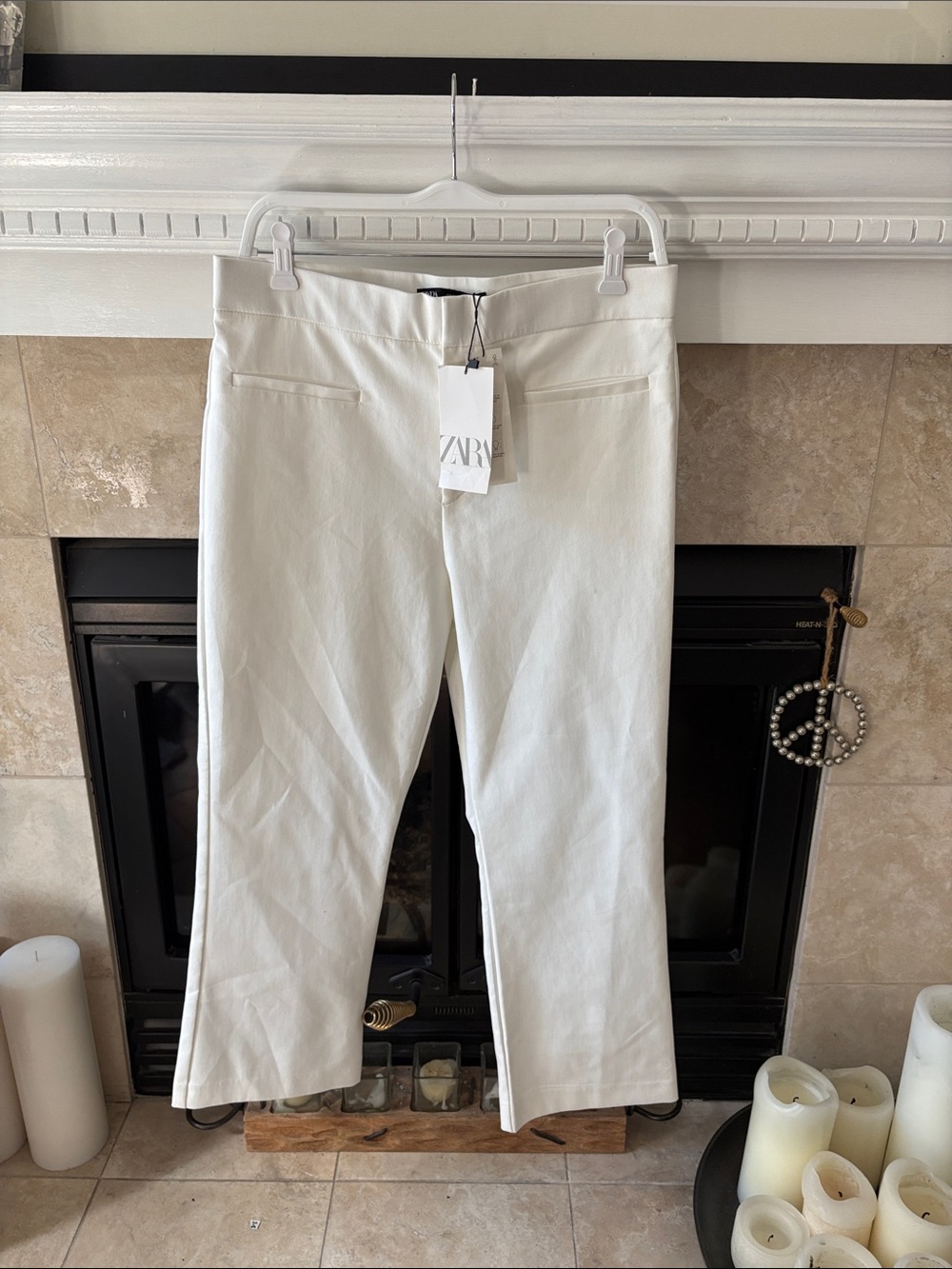 Zara White Cropped Trousers